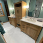 Rift Sawn White Oak Bathroom Vanity Base Set and Center Linen Tower - Custom Made to Your Bathroom