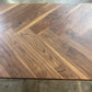Walnut Herringbone Dining Room Table with Parsons Style Base