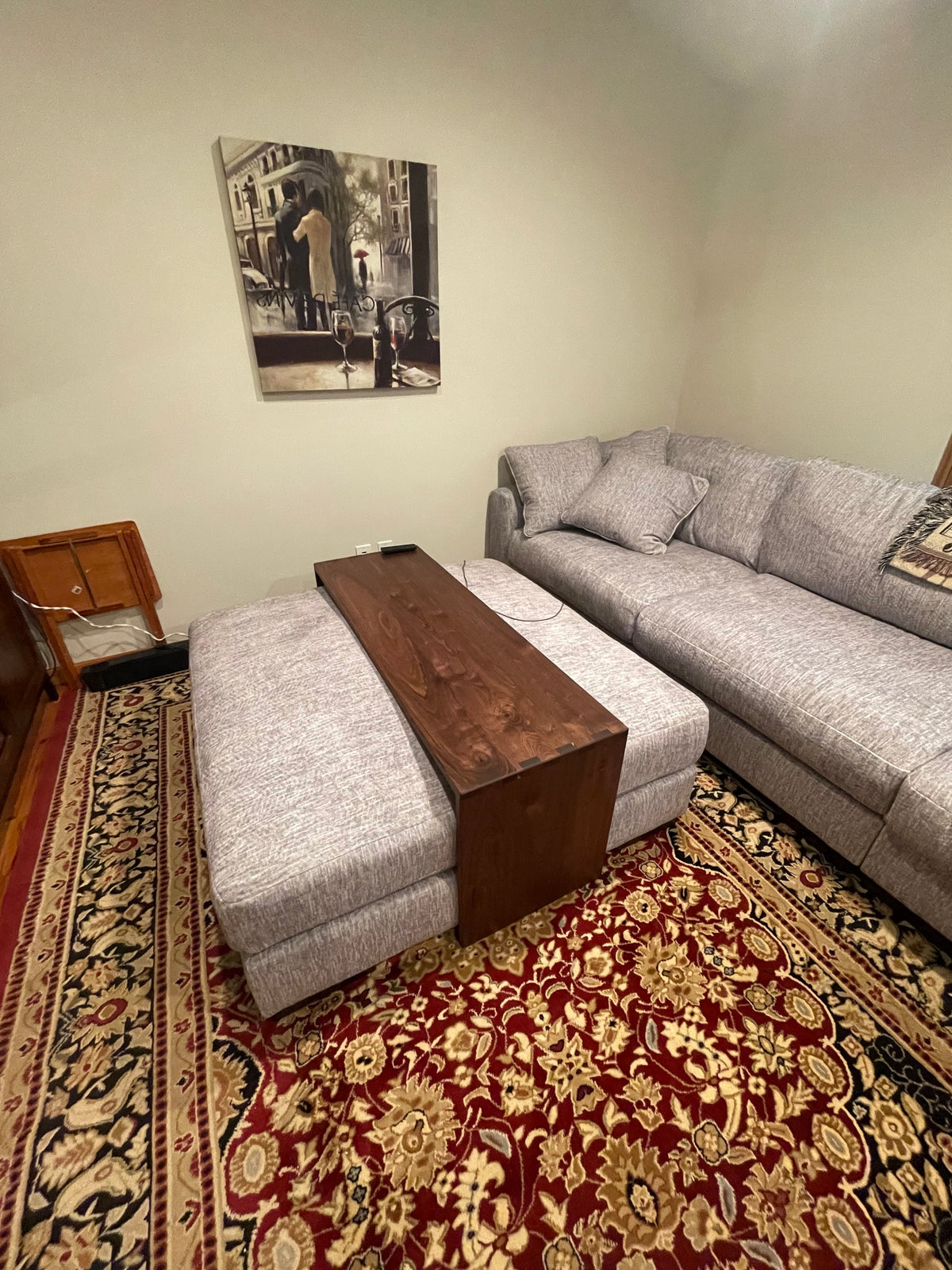Large Walnut Ottoman Table - Custom Made To Go Over Your Ottoman - Solid Wood - 18" wide