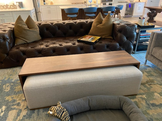 Large Walnut Ottoman Table - Custom Made To Go Over Your Ottoman - Solid Wood - 18" wide