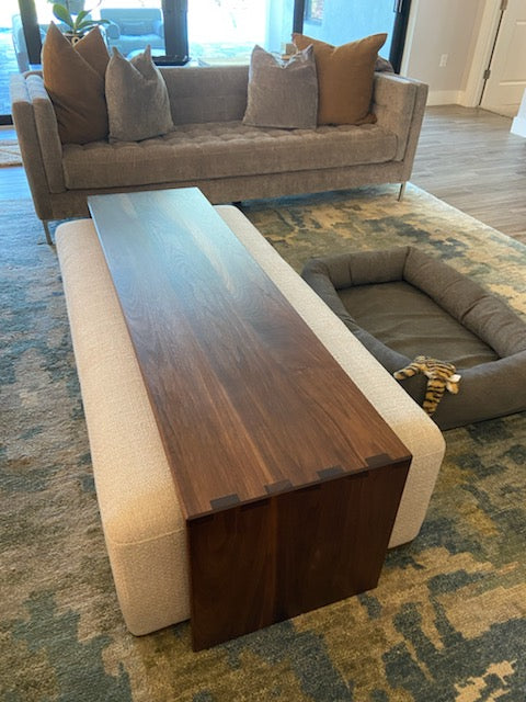Large Walnut Ottoman Table - Custom Made To Go Over Your Ottoman - Solid Wood - 18" wide