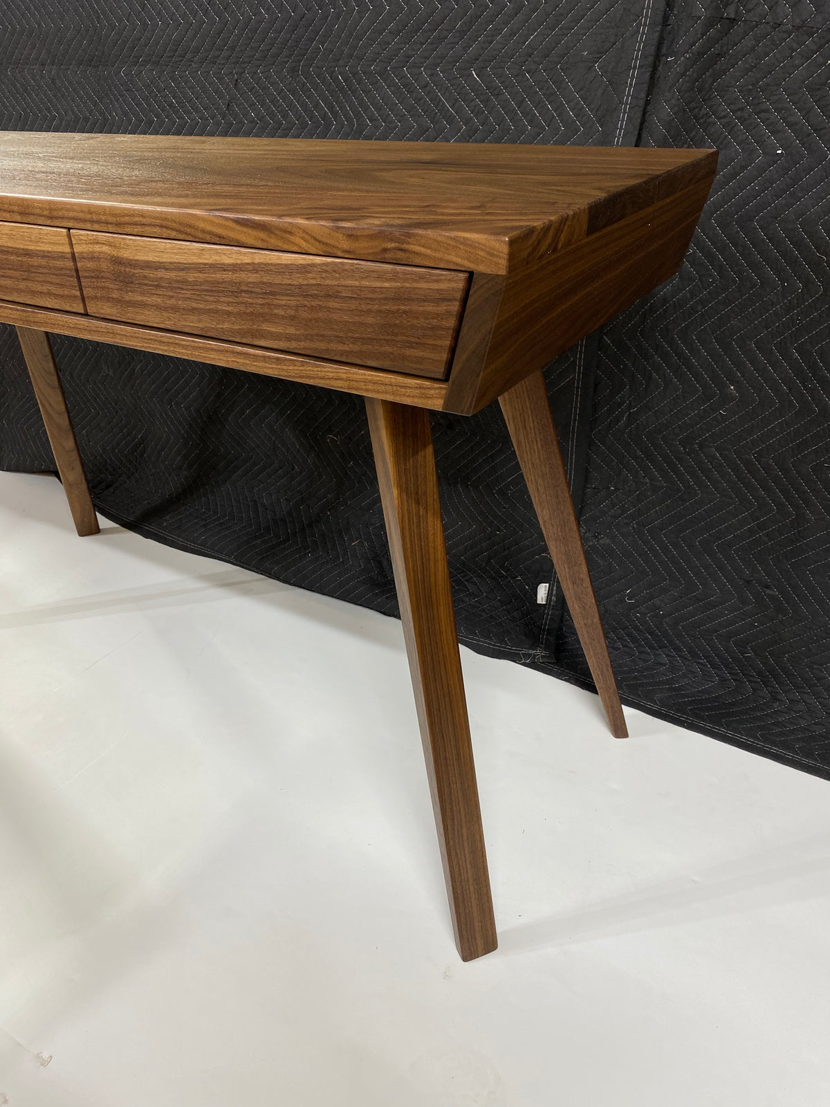MCM Walnut Writing Desk With Push To Open Drawers