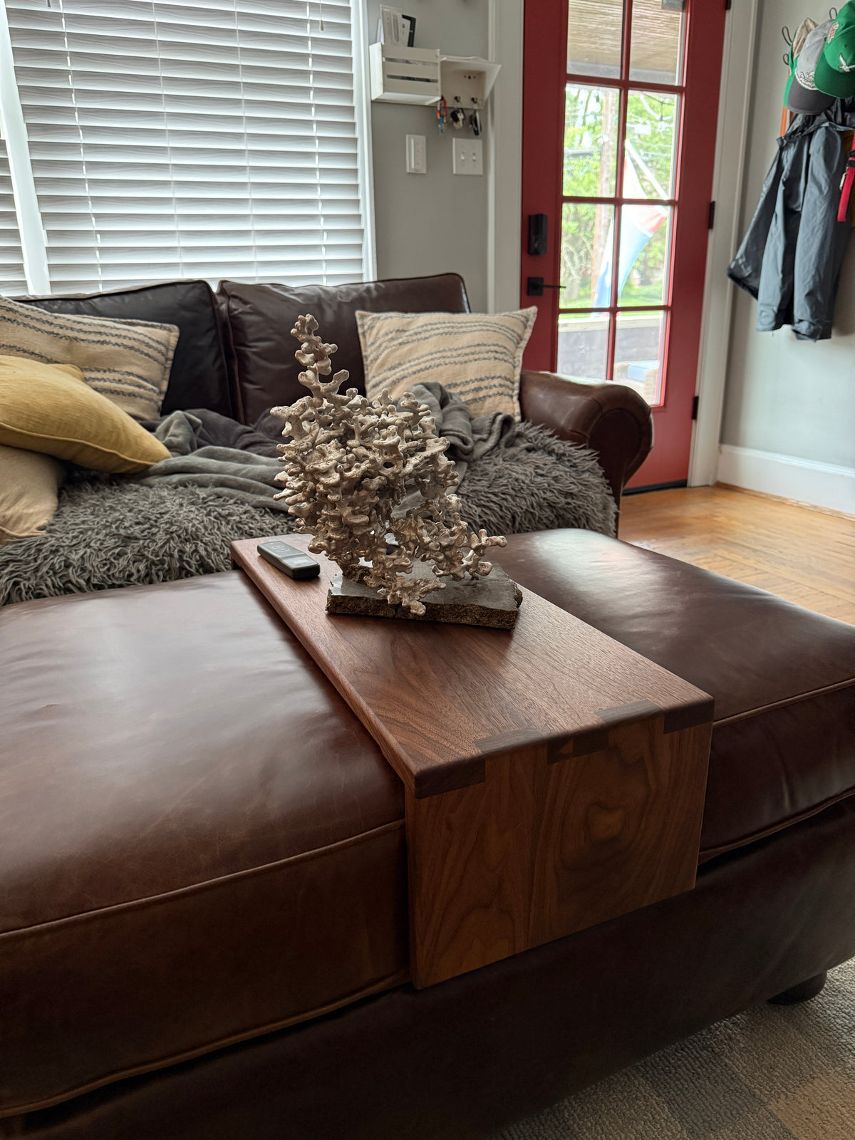Genuine Walnut Ottoman Tray Made To Go Over Your Ottoman - 11 "Wide Over Ottoman Cocktail Table