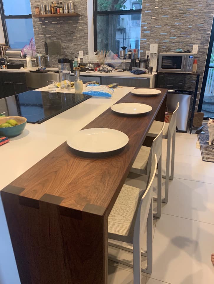 Custom Walnut Kitchen Island Extension Table