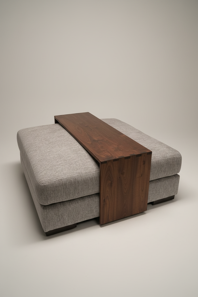 Solid Wood Ottoman Table, Handmade Table to Fit Your Ottoman - 15" Wide Made of Walnut Wood