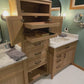Rift Sawn White Oak Bathroom Vanity Base Set and Center Linen Tower - Custom Made to Your Bathroom