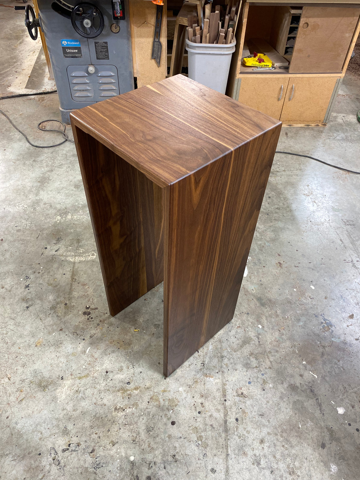 Walnut Sculpture Stand, Art Plinth or Pedestal Stand Handmade with Modern Waterfall Joinery