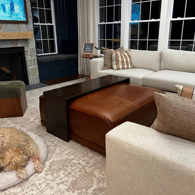 Solid Oak Ottoman Table, Custom Made to Fit Your Ottoman - 15" Wide - Choose Your Stain