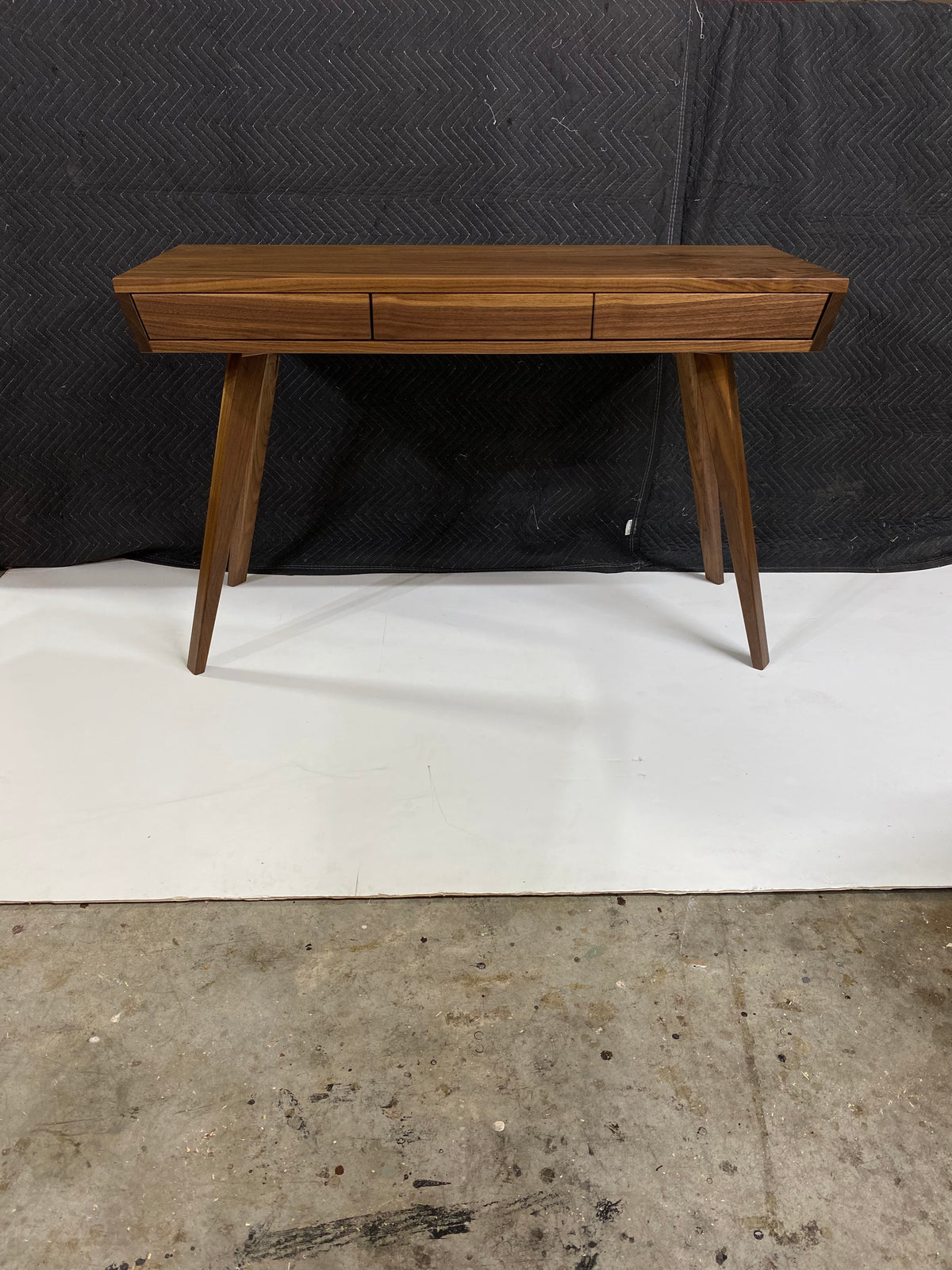 MCM Walnut Writing Desk With Push To Open Drawers