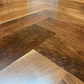 Walnut Craftsman Trestle Dining Table - Stunning Herringbone Table Top