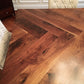 Handmade Walnut Dining Table with Metal Legs & Solid Walnut Herringbone Table Top